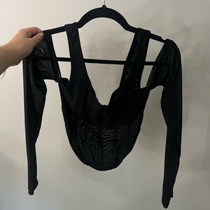 Black Sheer Long Sleeve Top